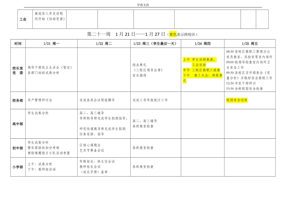 2018学年第二学期上海市实验学校重要工作安排_第4页