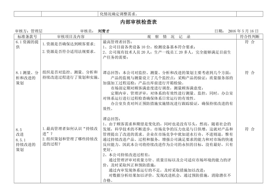 内审检查表(管理层)_第4页