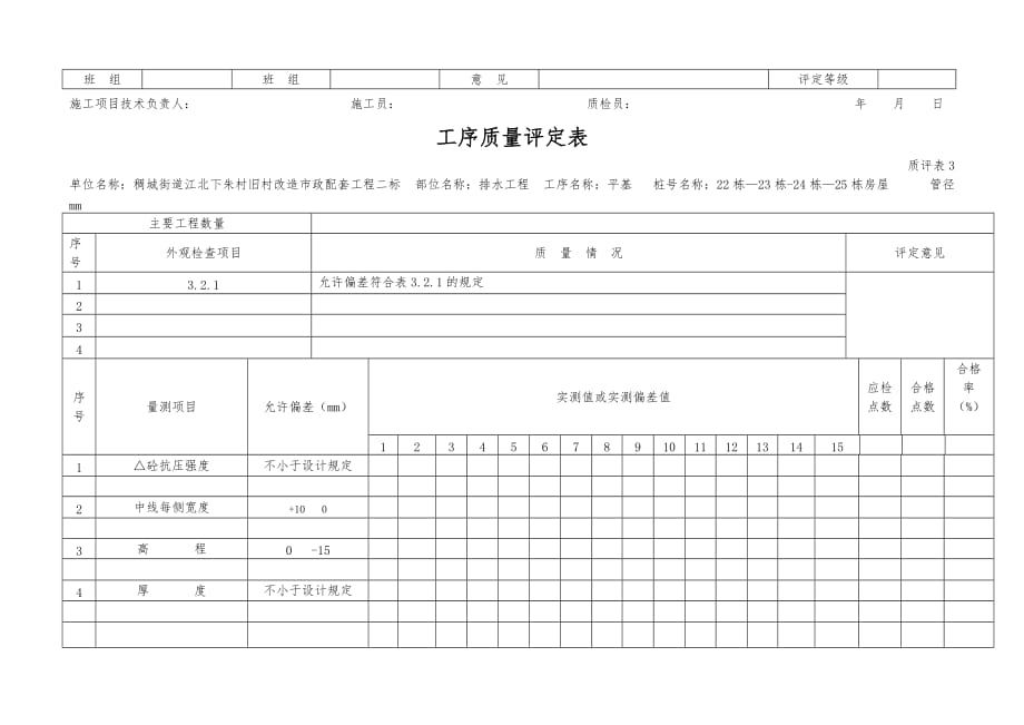 工序质量评定表D400_第3页