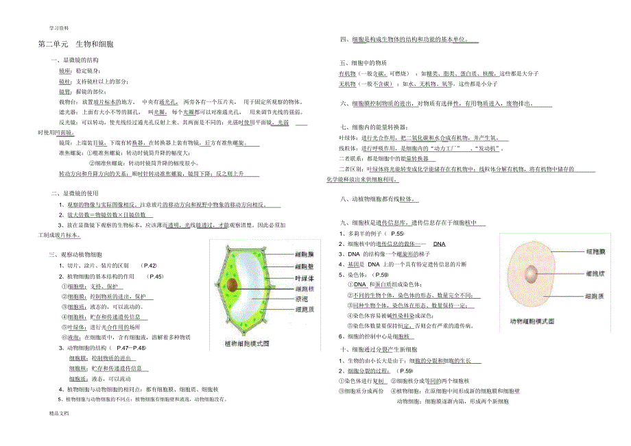 最新人教版生物七级上册笔记教学文稿.pdf_第2页