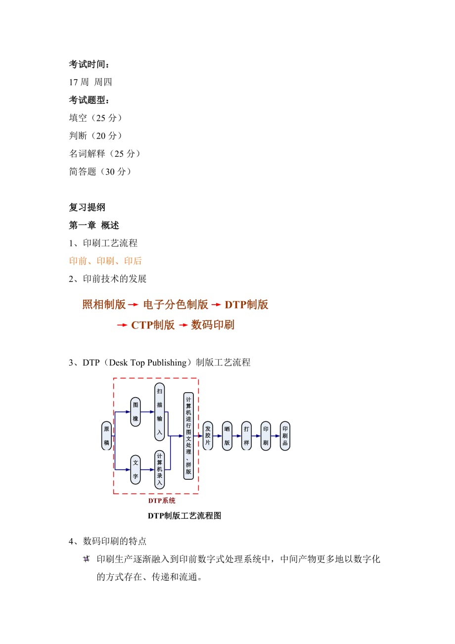 （包装印刷造纸）包装印前处理技术复习提纲_第1页