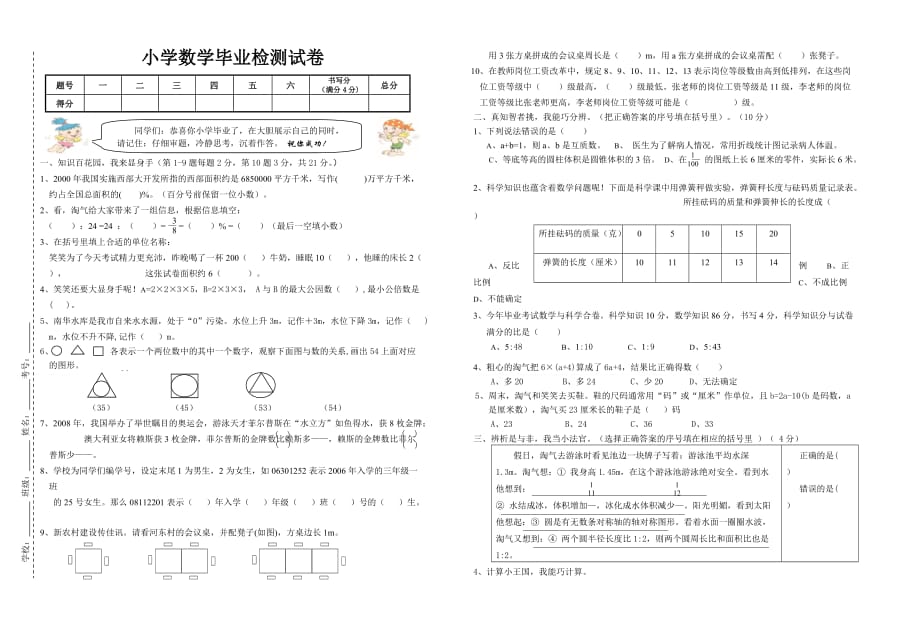 六年级柜台(数学超市)_第1页