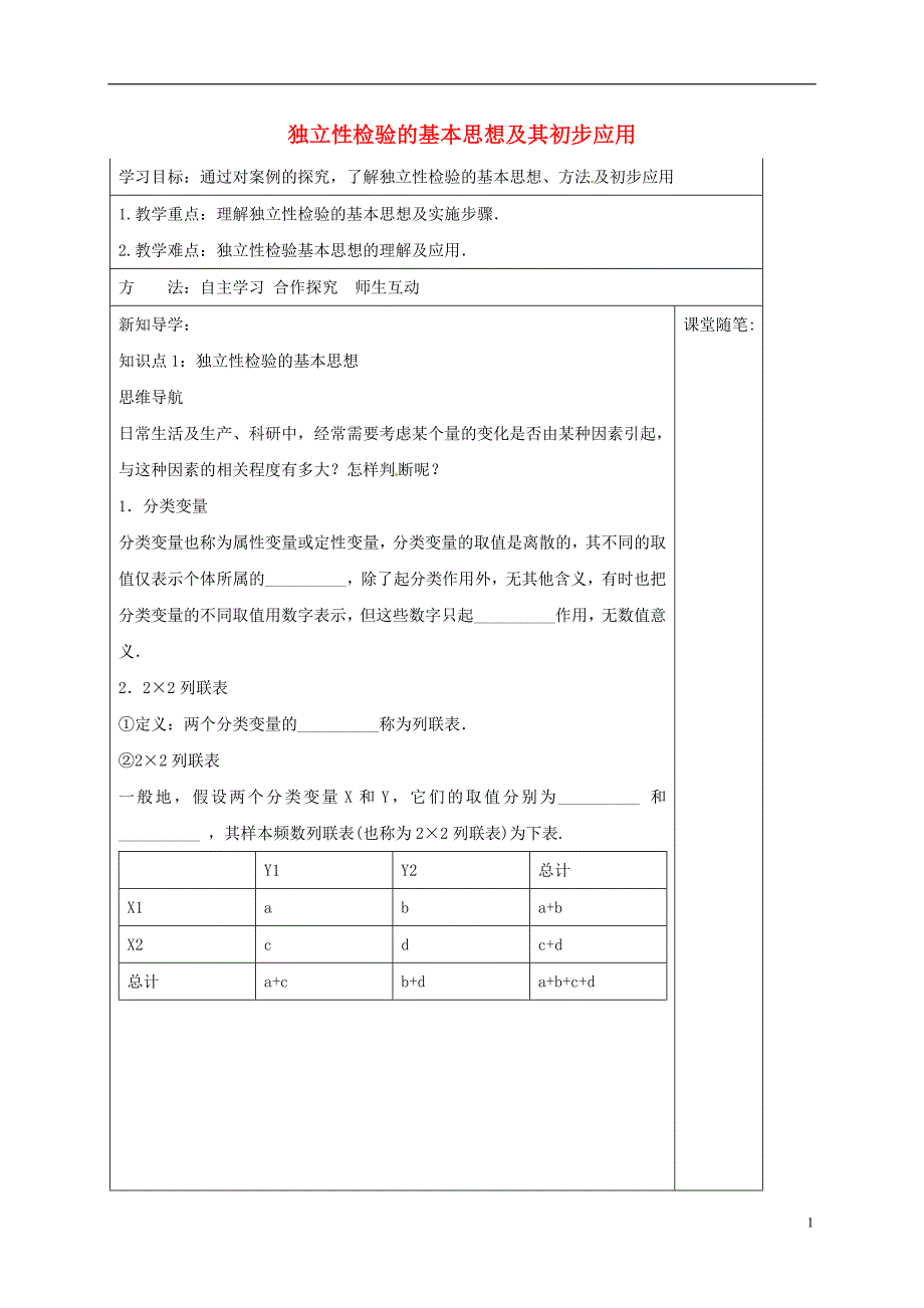 河北承德高中数学第一章统计案例1.2独立性检验的基本思想及其初步应用导学案无答案新人教A选修12.doc_第1页