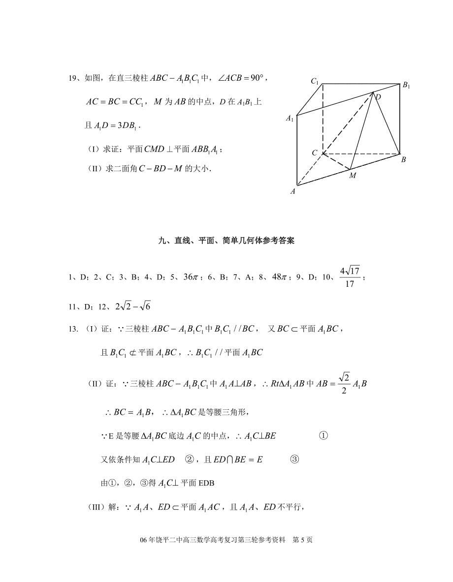 广东潮州饶平二中回归复习立体几何.doc_第5页