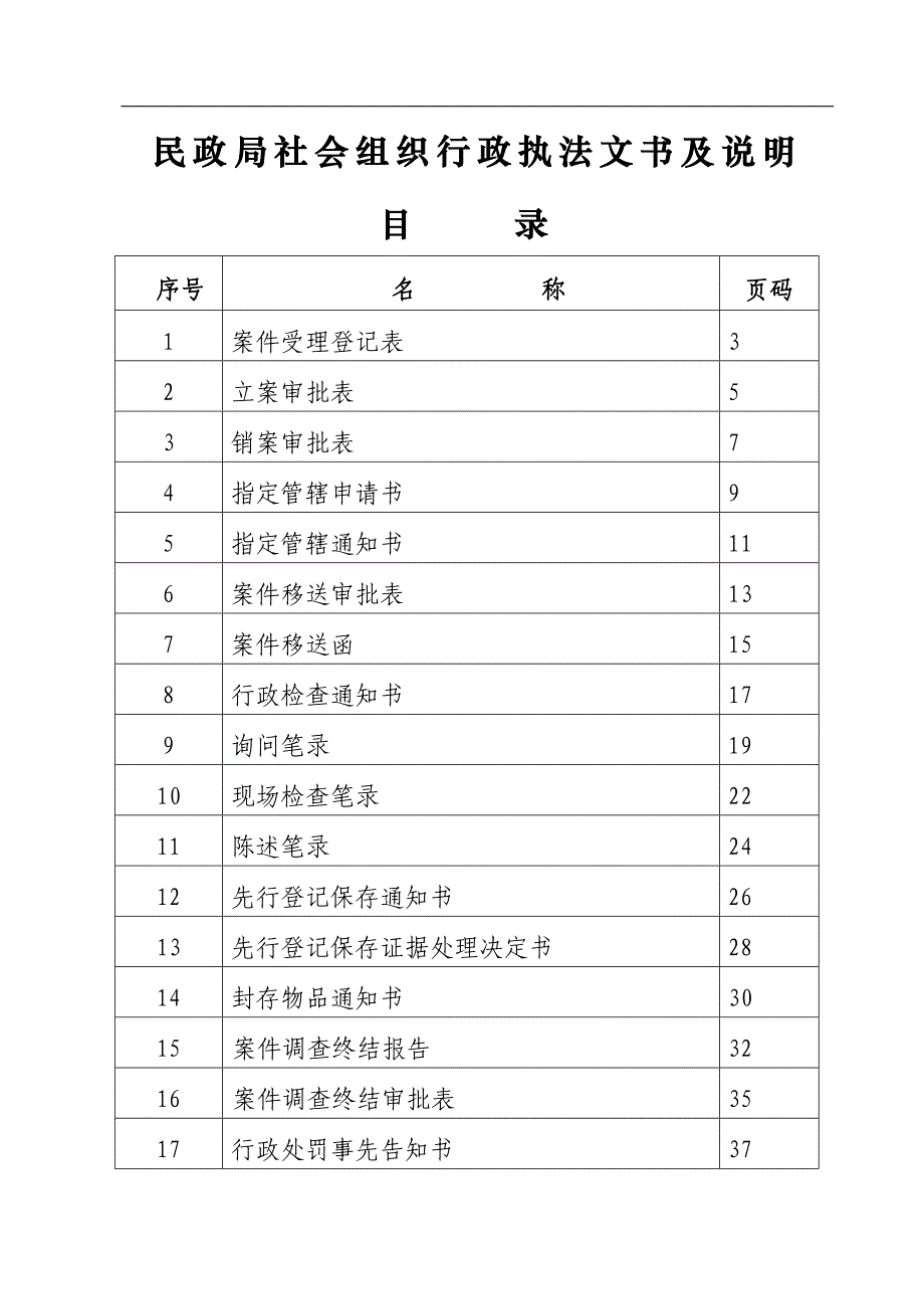 （组织设计）民政局社会组织执法文书模板（DOC页）_第1页