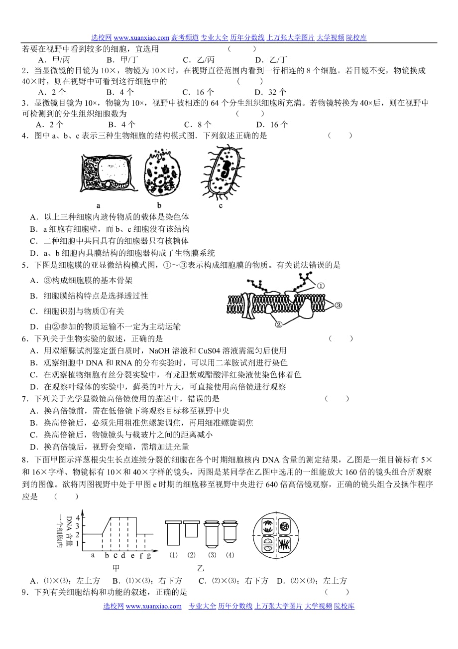 （生物科技行业）高中生物实验二用显微镜观察多种多样的细胞知识点总结_第3页