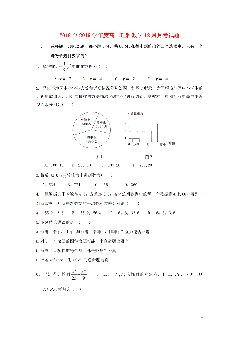 广西壮族自治区田阳高中高二数学月考理.doc_第1页