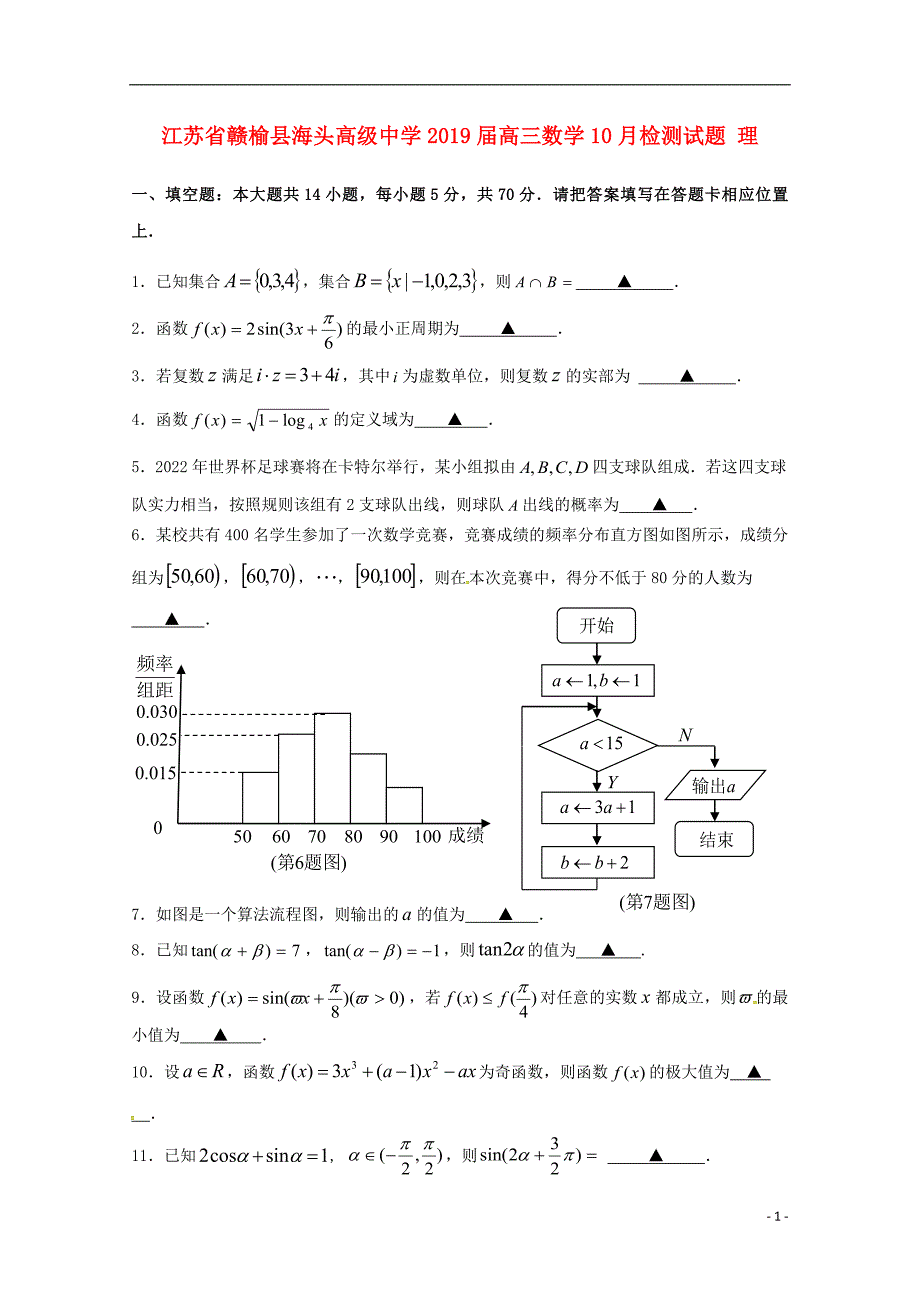 江苏高三数学检测理 .doc_第1页