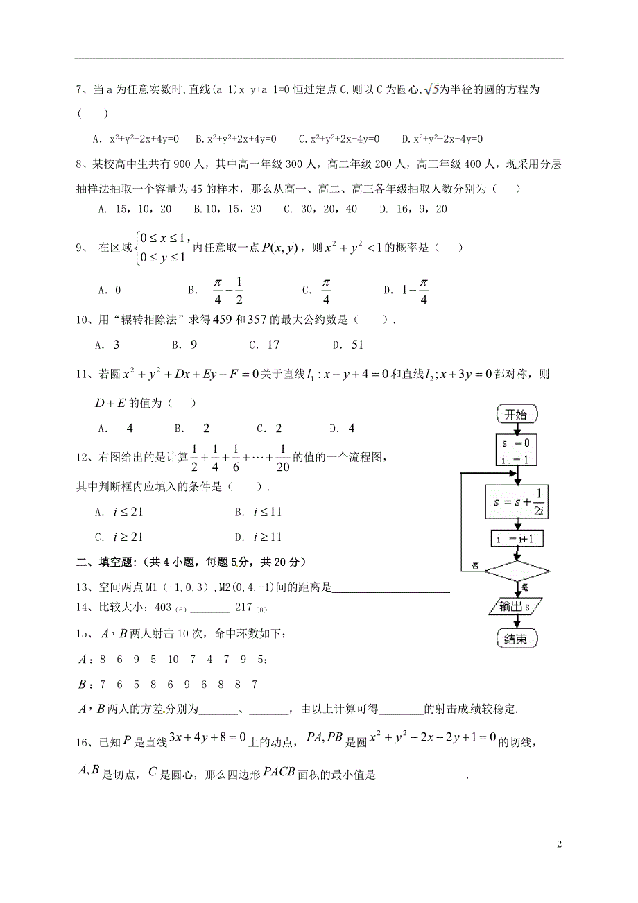 甘肃省静宁县甘沟中学学年高一数学下学期期中（无答案）.doc_第2页