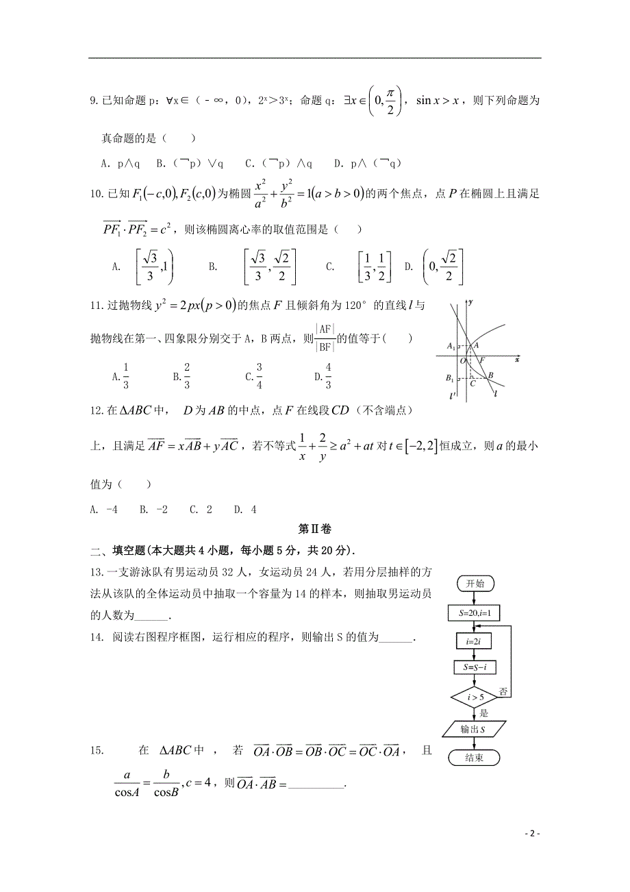 高二数学上学期第二次月考文实验部.doc_第2页