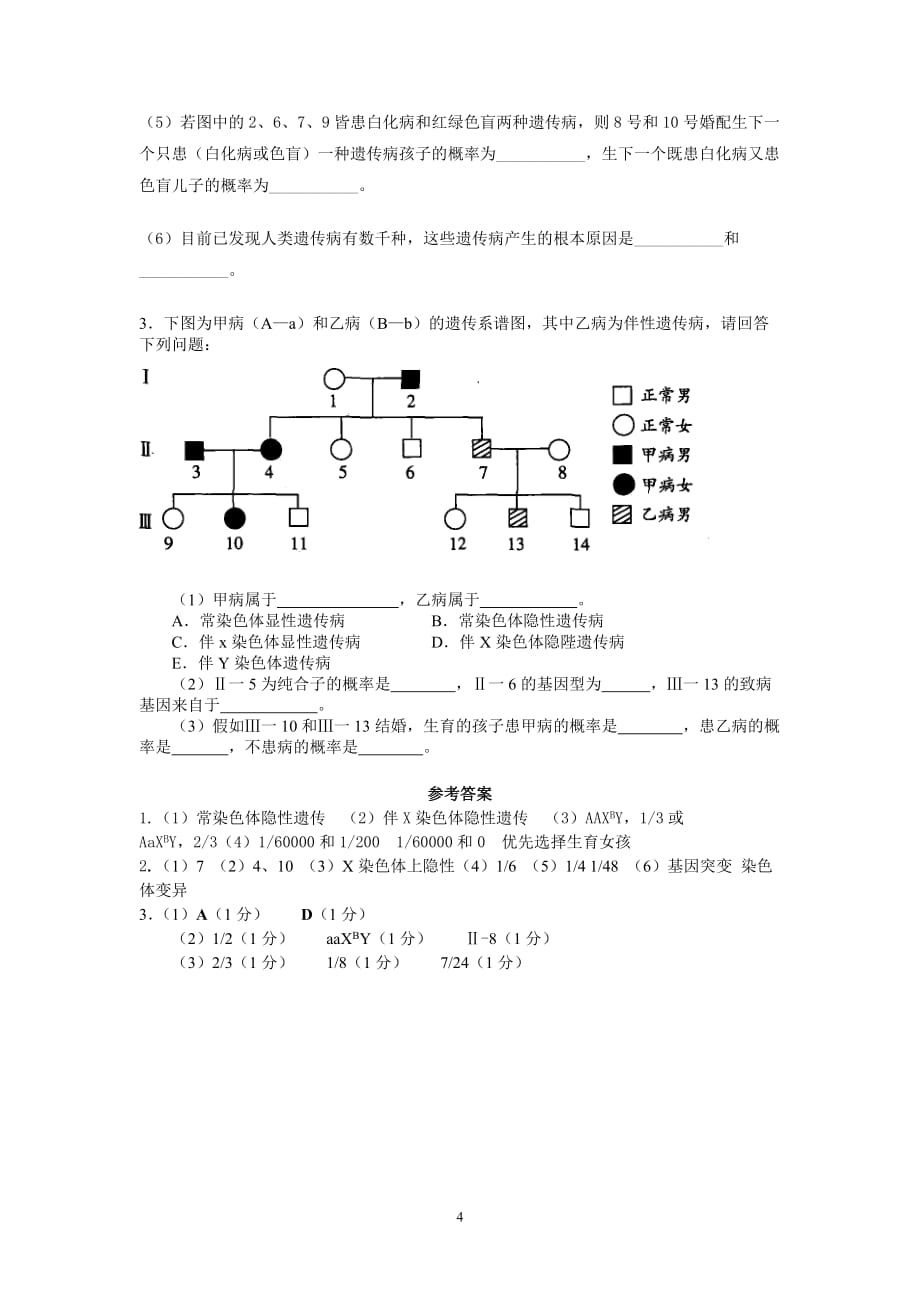 （生物科技行业）山东惠民二中生物五步法快速判断遗传系谱图桐_第4页