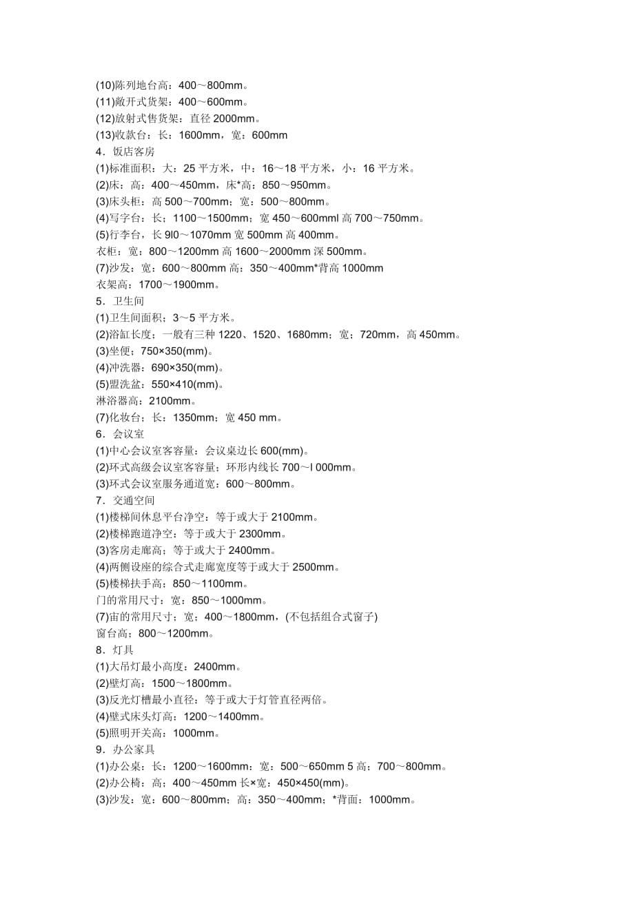 （家具行业）家庭家具尺寸大全普通住宅建筑混凝土用量_第5页