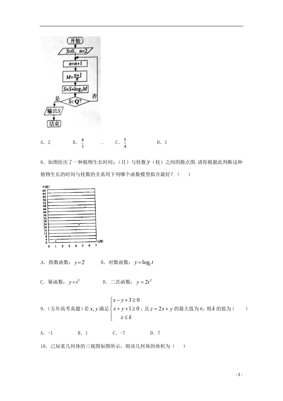 河北邯郸大名第一中学高二数学第一次月半考试文.doc_第2页