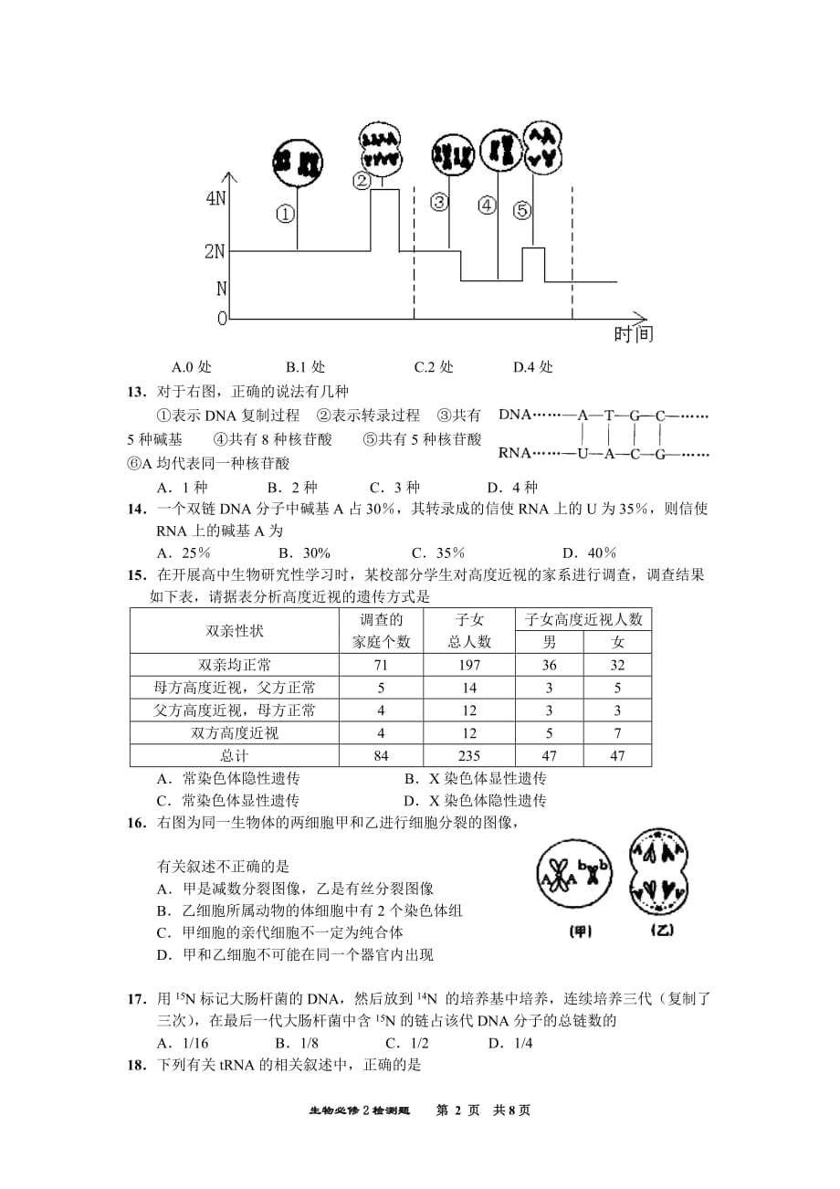 （生物科技行业）高中生物必修二模块检测题_第2页