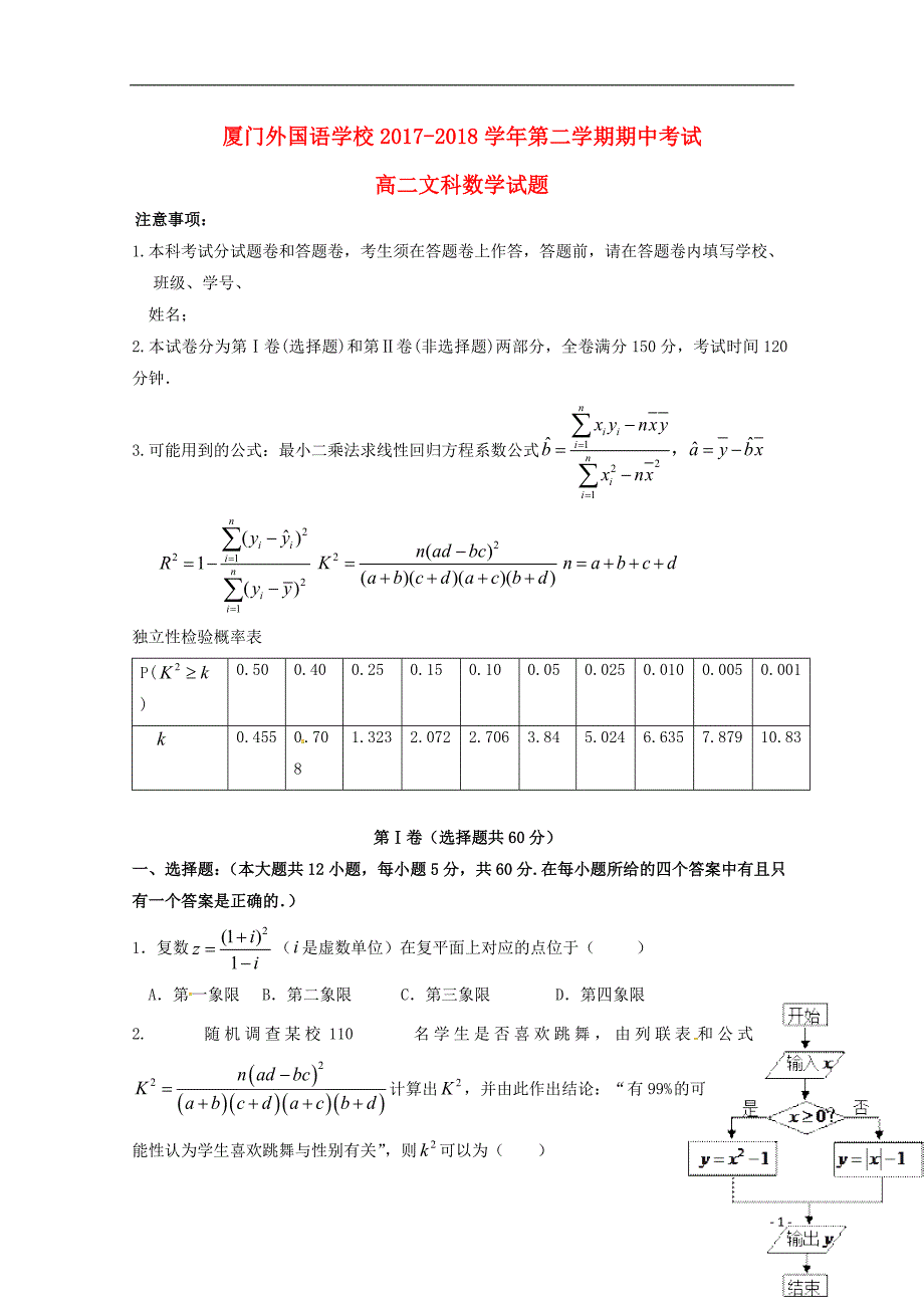 福建高二数学下学期期中文 .doc_第1页