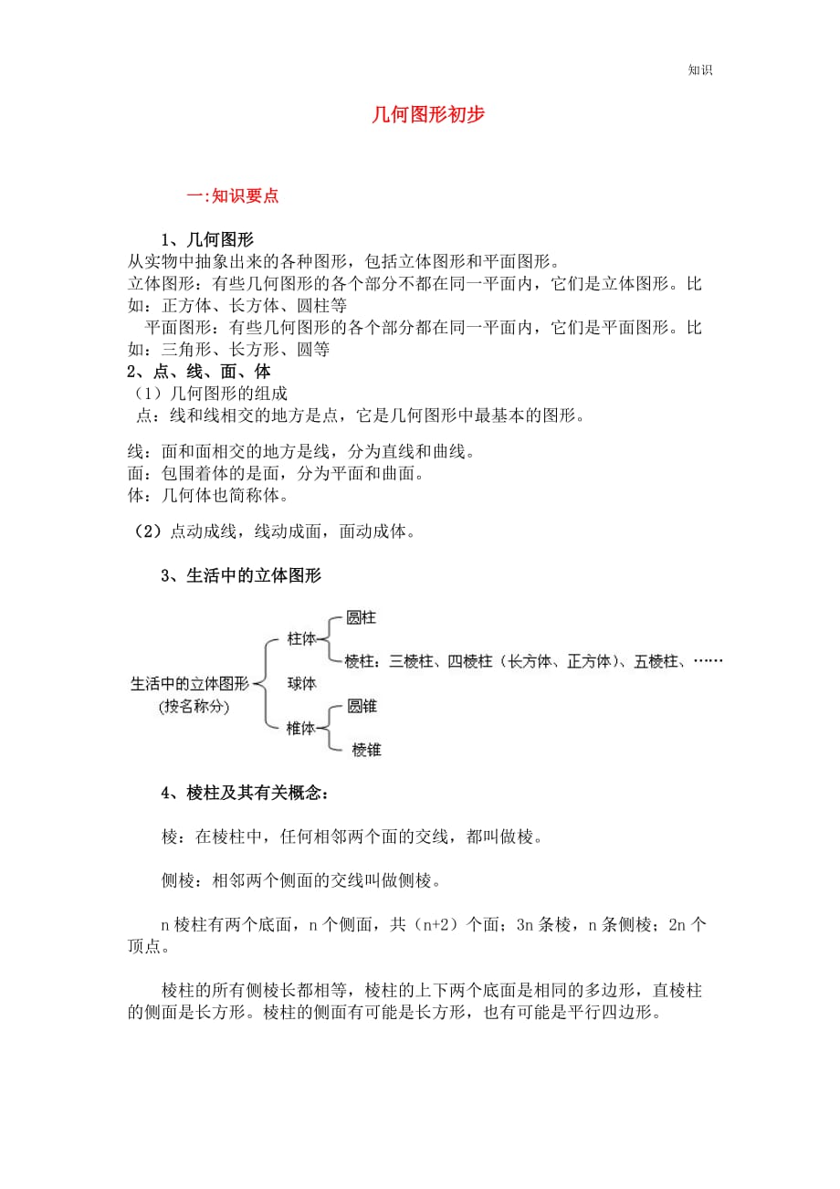 七年级几何初步的复习知识点和练习.doc_第1页