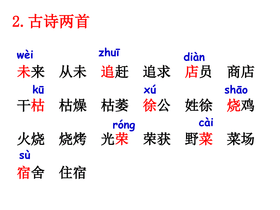 人教版二年级语文上册每课生字词语_第2页