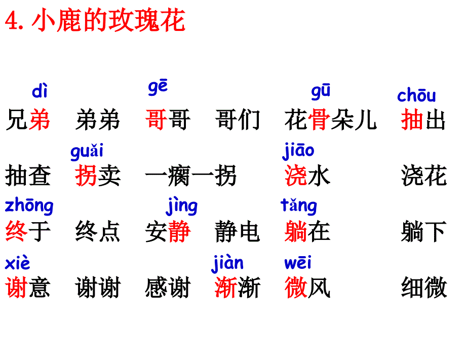 人教版二年级语文上册每课生字词语_第4页