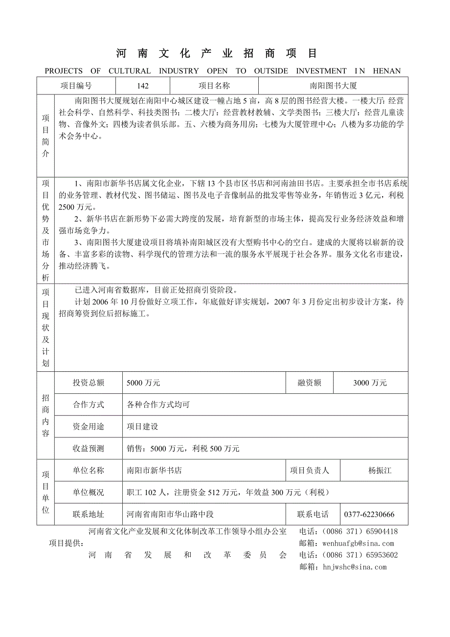 （招商策划）南阳文化产业招商项目项目编号_第3页