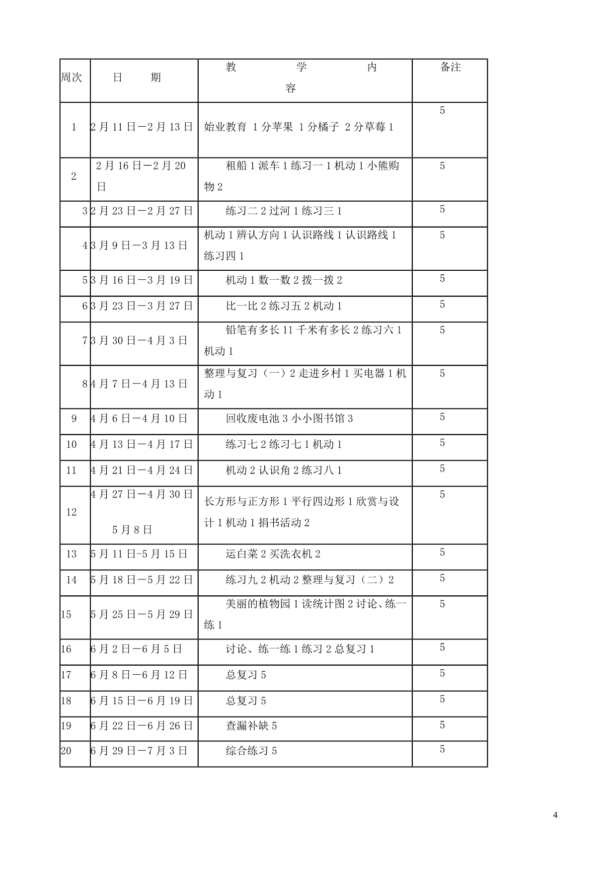 二年级下册数学教学设计及教学计划(北师大版)_第4页