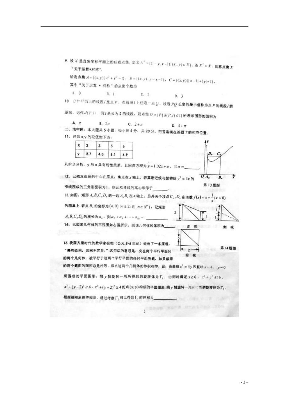 福建长汀第一中学高三数学综合检测理.doc_第2页