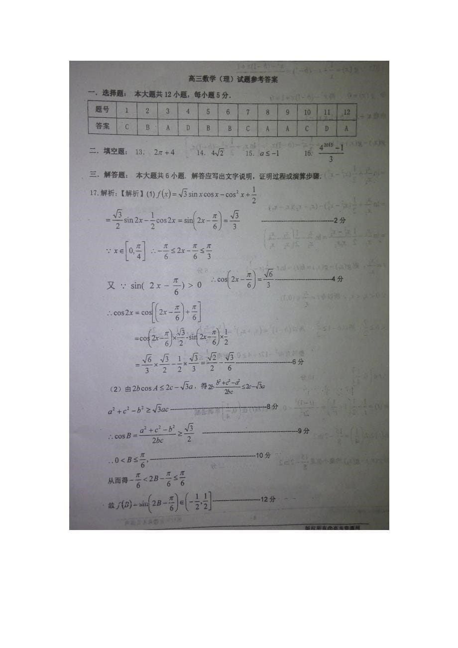 河南息第一高级中学高三数学第五次周练测试理.doc_第5页