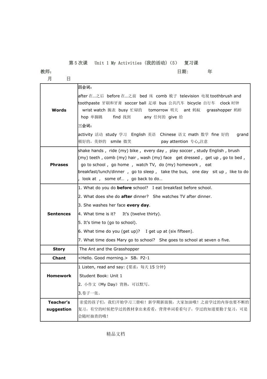 朗文新派少儿英语巩固级第1单元的复习知识点.doc_第5页