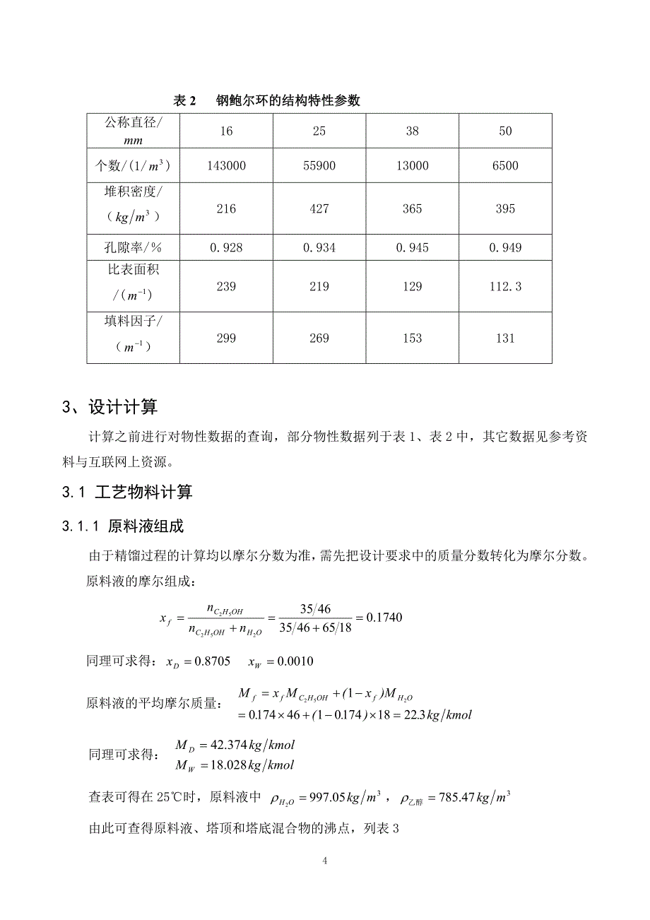 （能源化工行业）化工原理课程设计报告乙醇水填料塔精馏装置设计_第4页