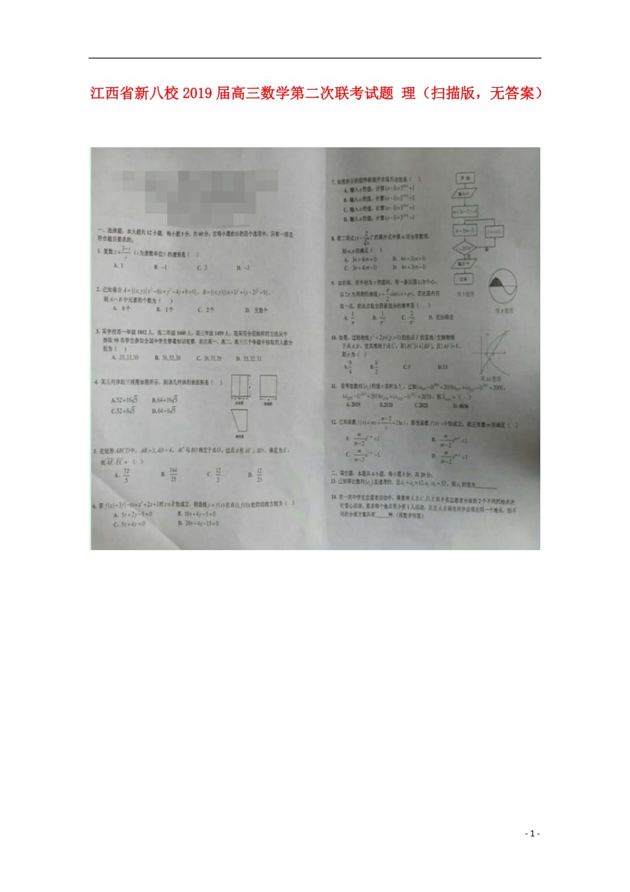 江西新八校高三数学第二次联考理扫描无.doc_第1页
