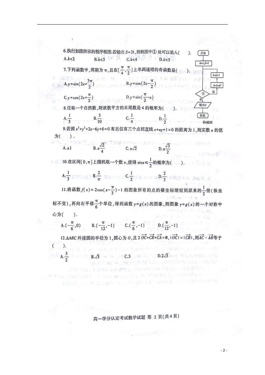 山东蒙阴高一数学期末考试学分认定.doc_第2页