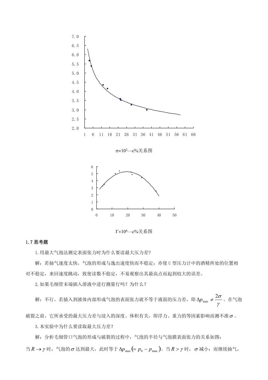 （冶金行业）最大气泡法测定溶液中的吸附作用和表面张力的测定表_第5页