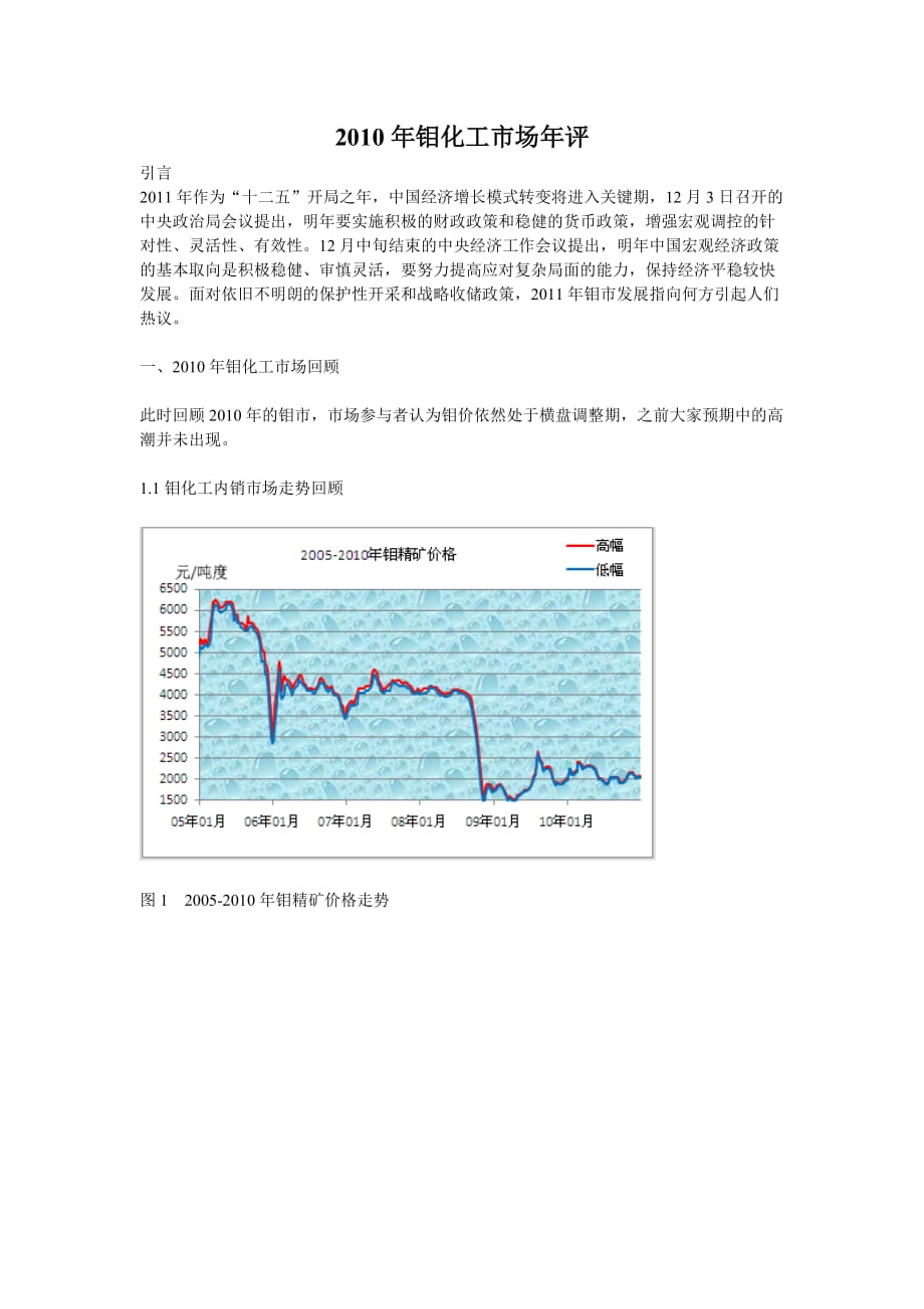 （能源化工行业）XXXX年钼化工市场年评_第1页