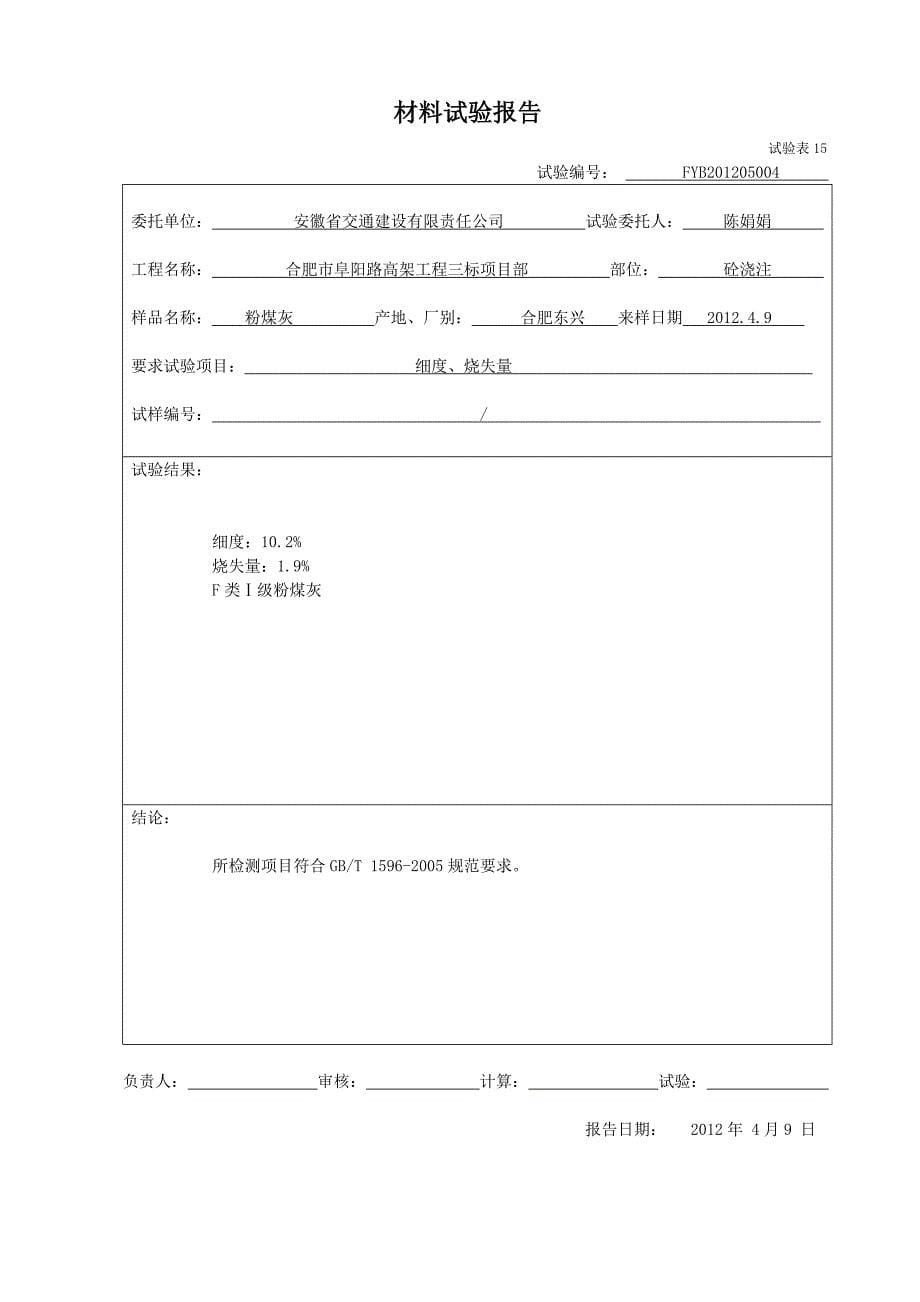 （冶金行业）粉煤灰材料试验报告_第5页