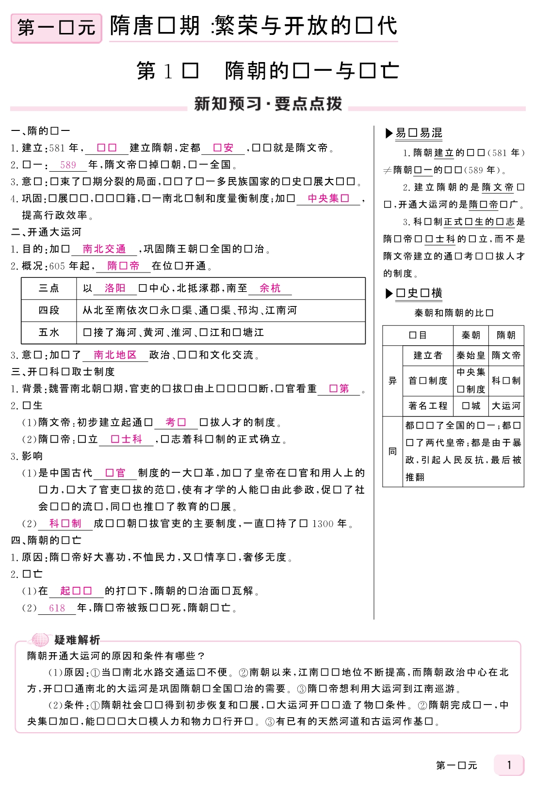 七年级历史下册 期中考试复习第1-2单元同步习题（学生版加教师版）_第4页