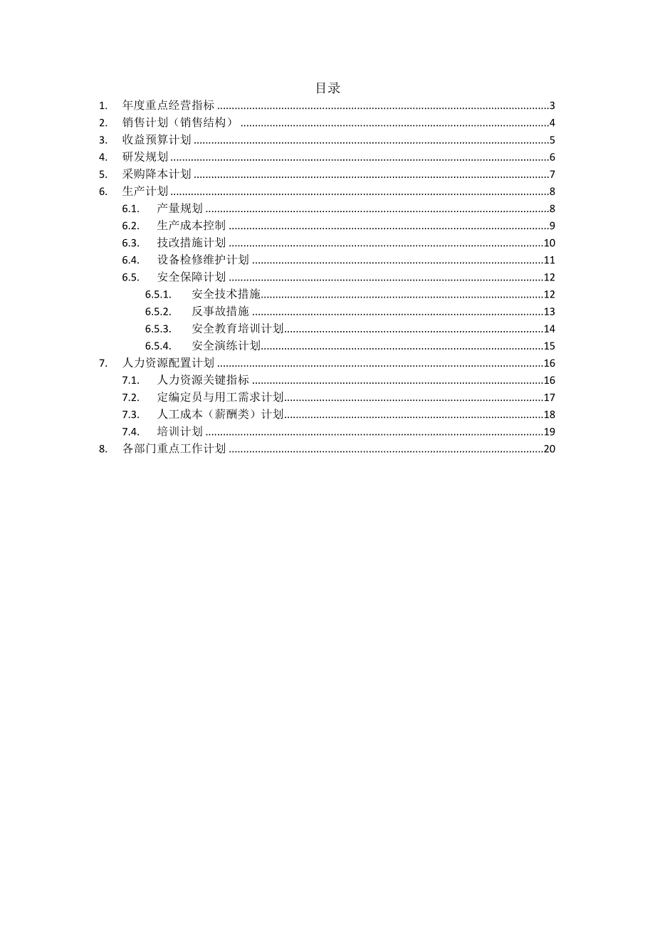 XXX公司年度经营计划(模板)_第2页