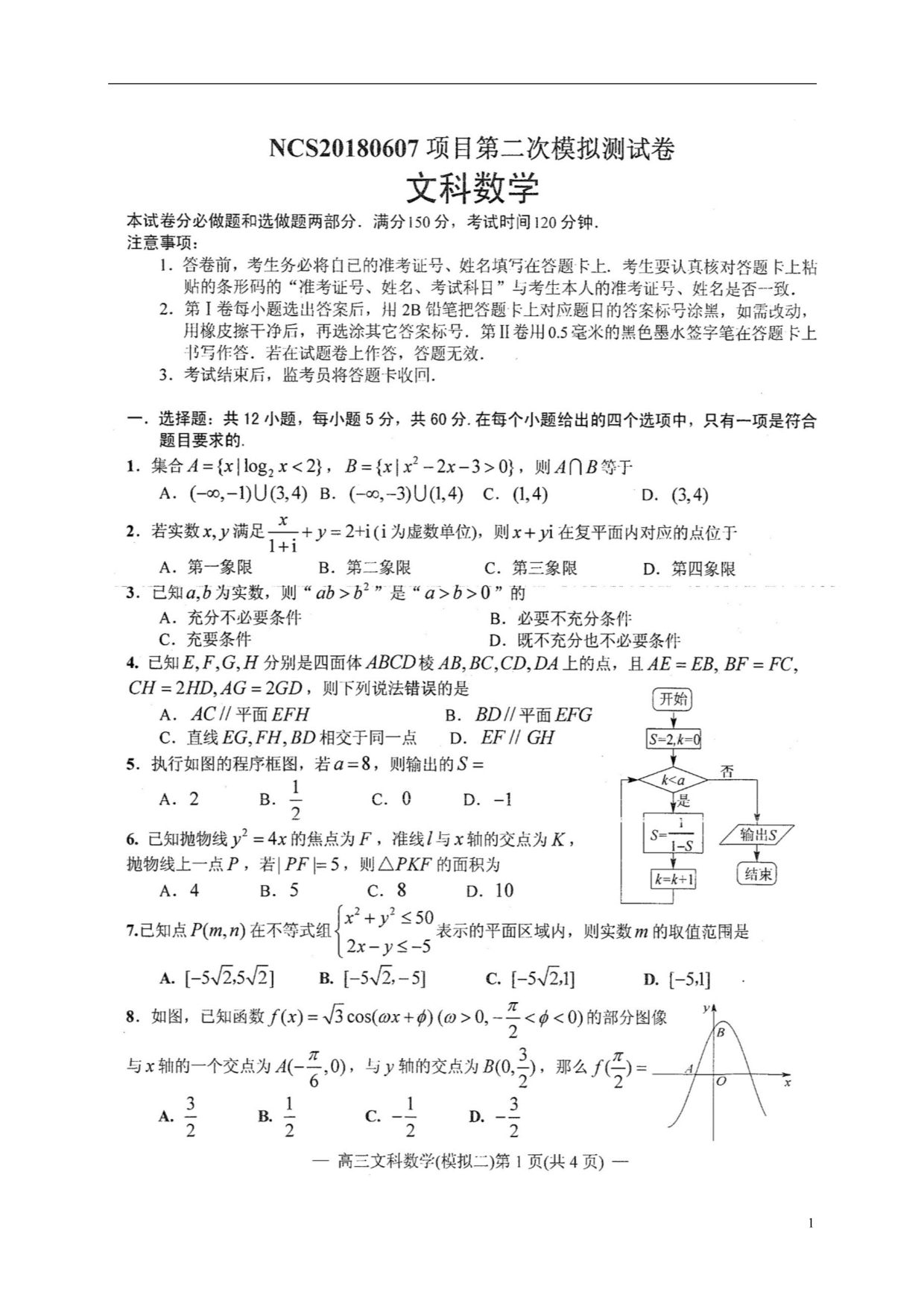 江西南昌高三数学第二次模拟考试文.doc_第1页