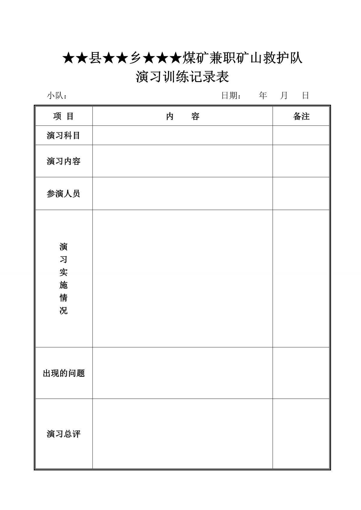 （冶金行业）兼职矿山救护队各种记录表格_第2页