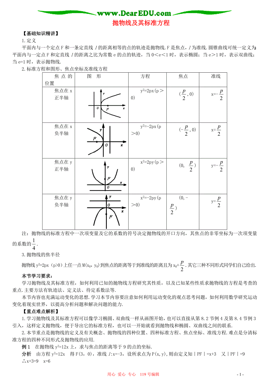 抛物线及其标准方程人教1.doc_第1页