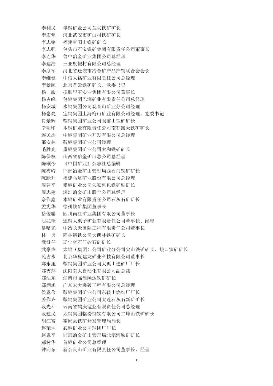 （冶金行业）中国冶金矿山企业协会理事_第5页