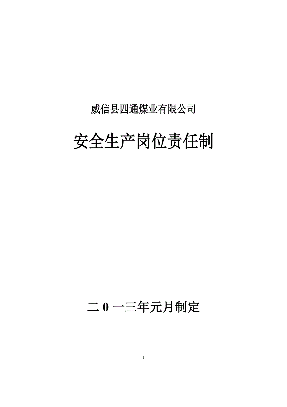 （冶金行业）威信县四通煤业有限公司标准化(安全管理资料)_第1页