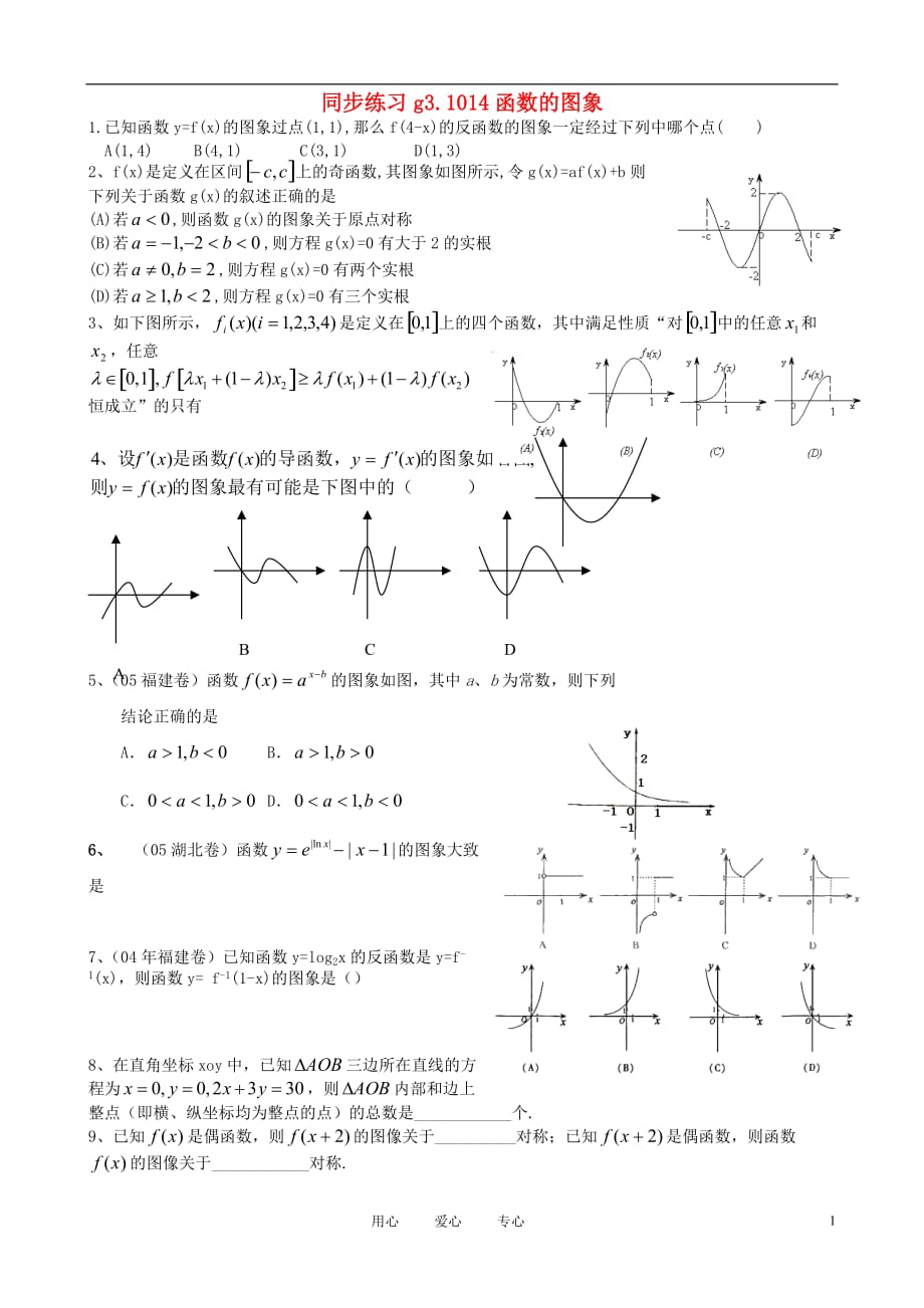 数学第一轮总复习014函数的图象同步练习.doc_第1页