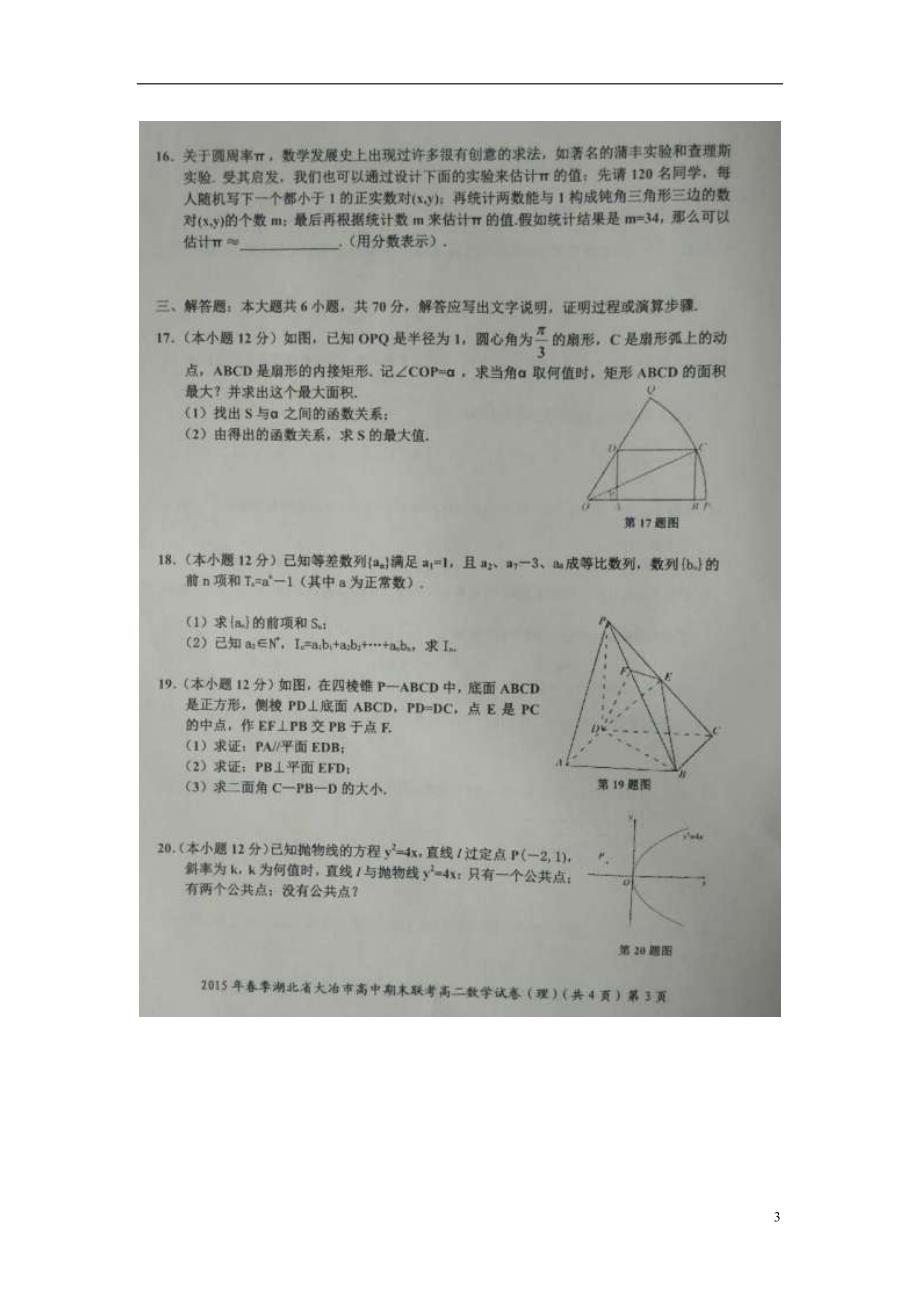 湖北大冶高二数学期末考试理扫描无.doc_第3页