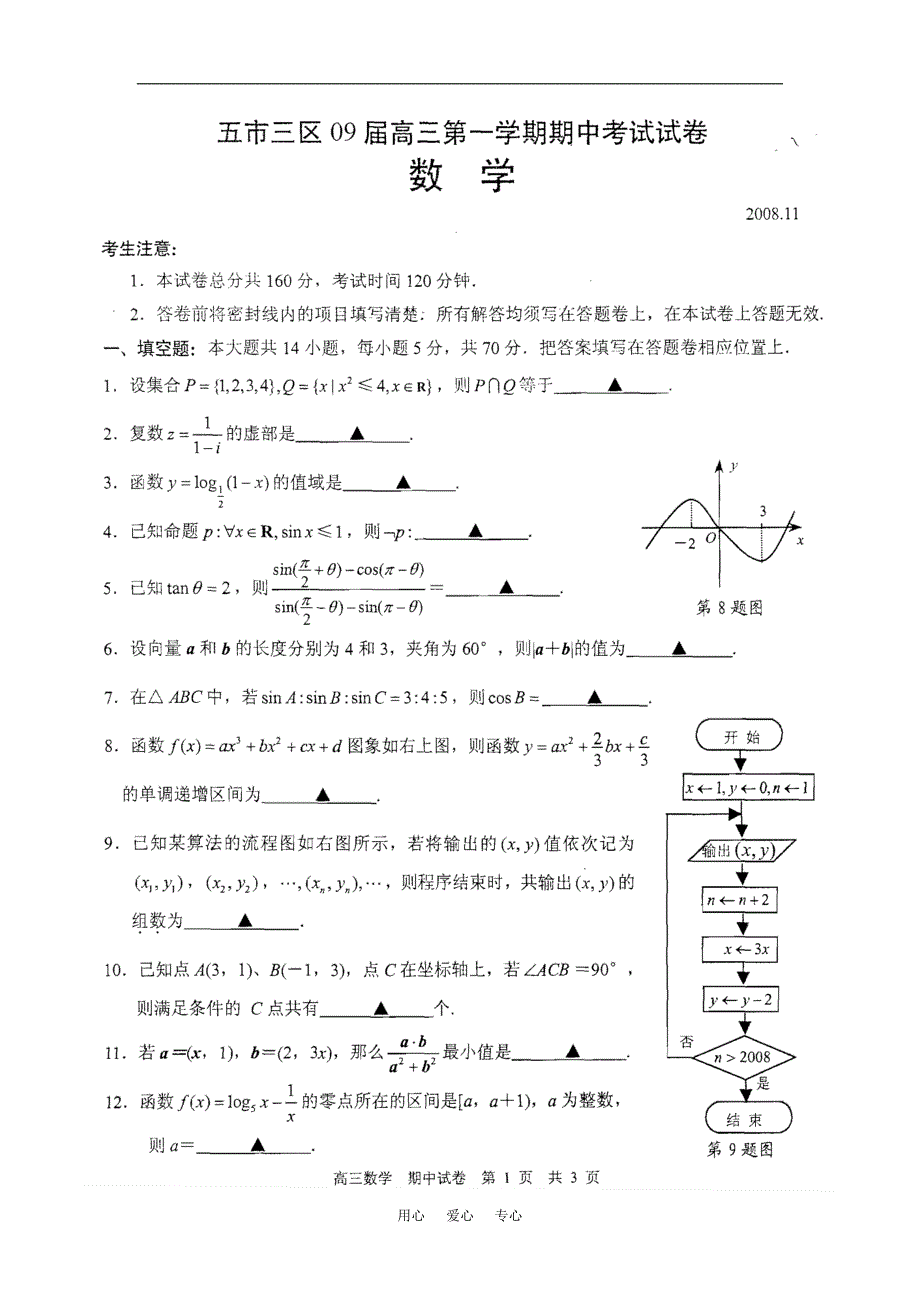 苏州09五三区高三第一学期期试及.doc_第1页