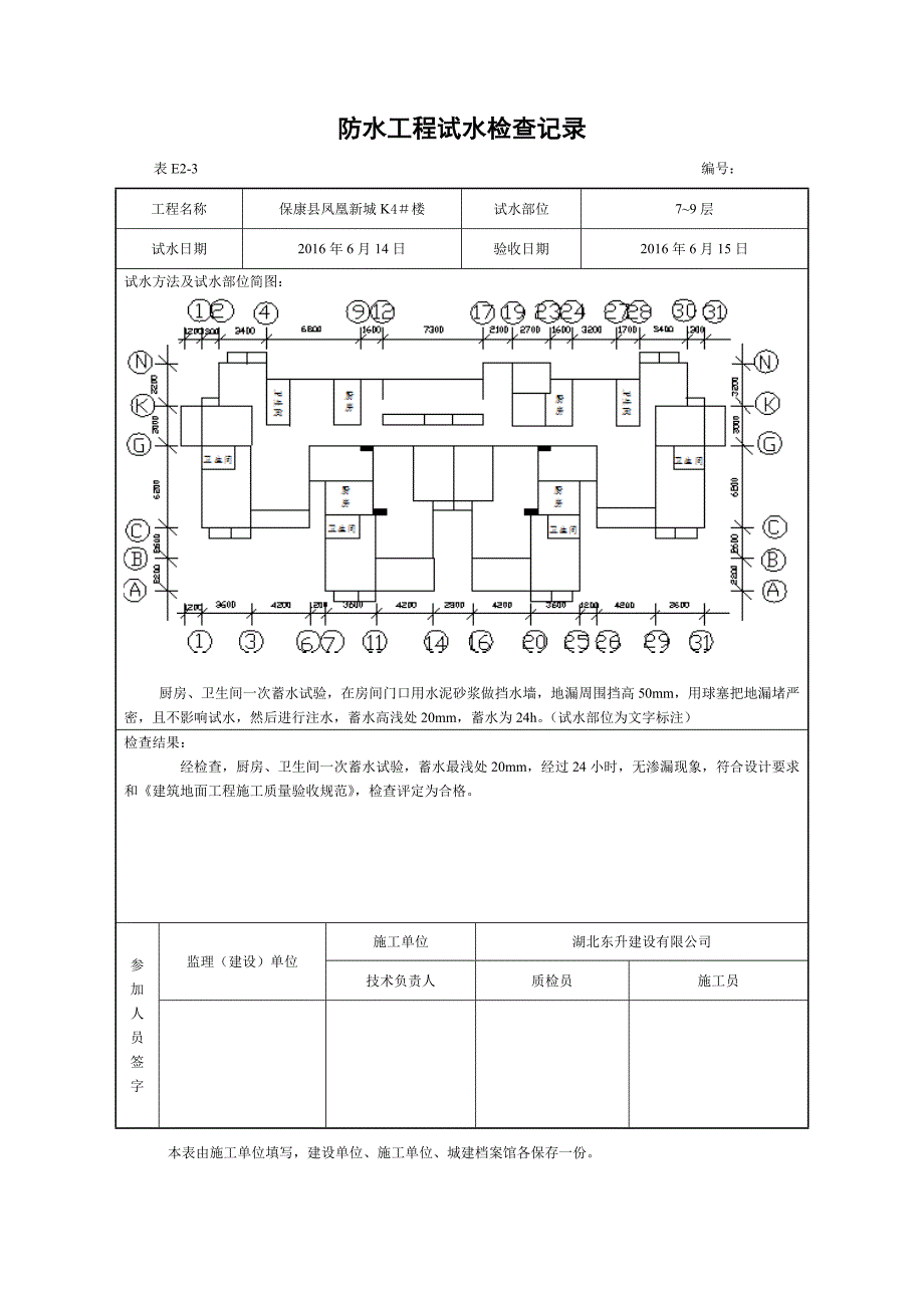 （建筑工程管理）防水工程试水检查记录_第3页