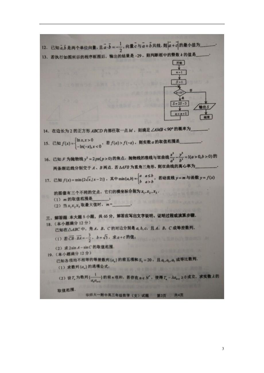 湖北武汉高三数学适应性考试文.doc_第3页