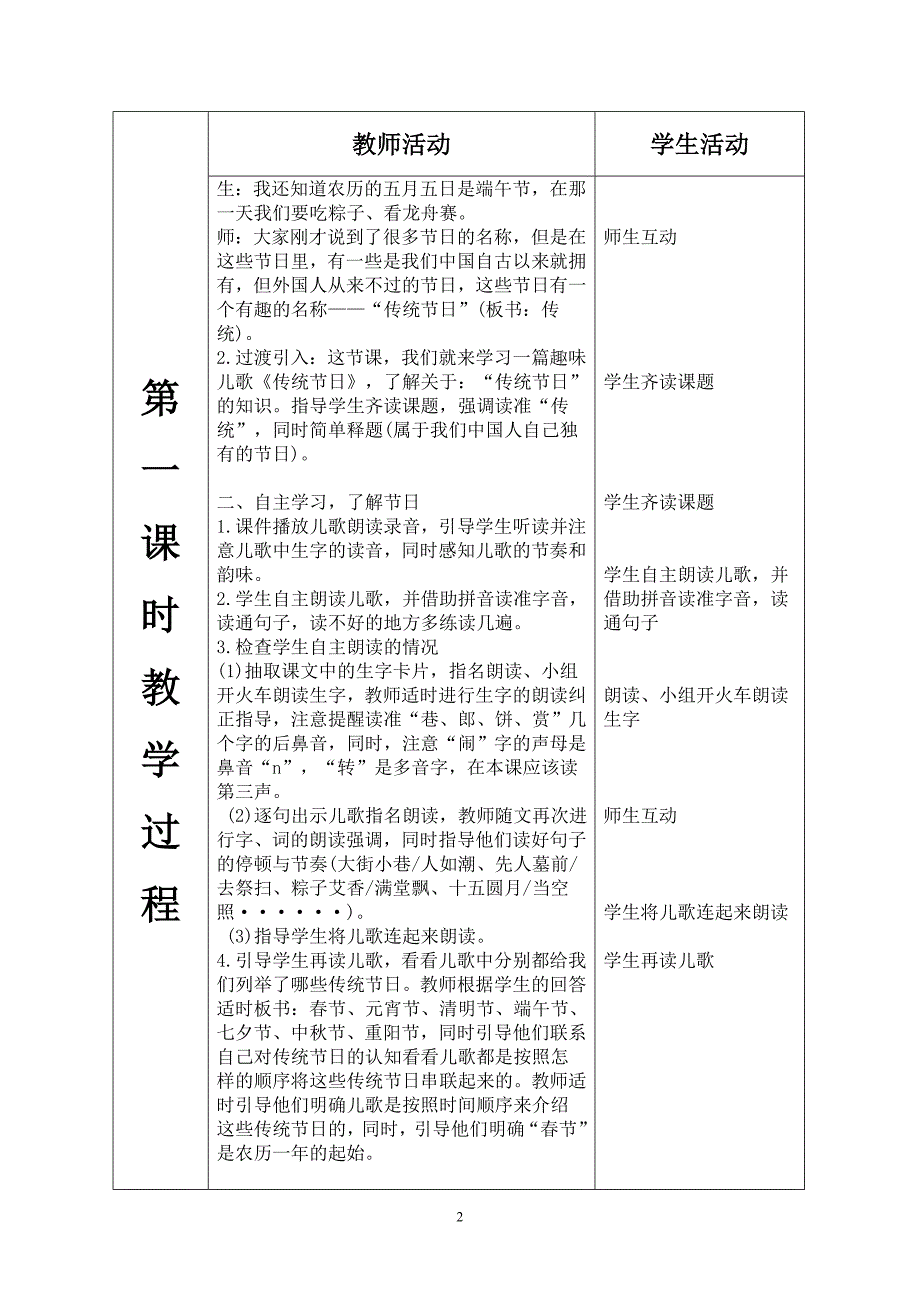 2020人教部编版二年级下册语文《第三单元--2.传统节日》教案_第2页