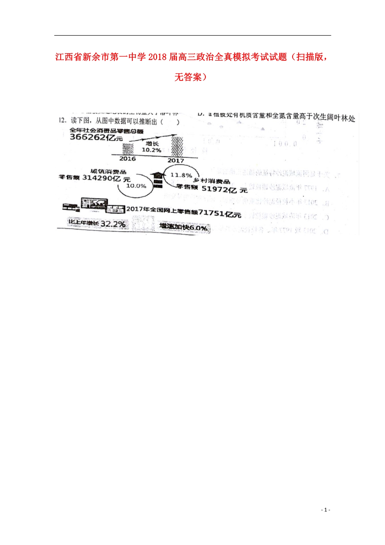 江西新余第一中学高三政治全真模拟考试无.doc_第1页