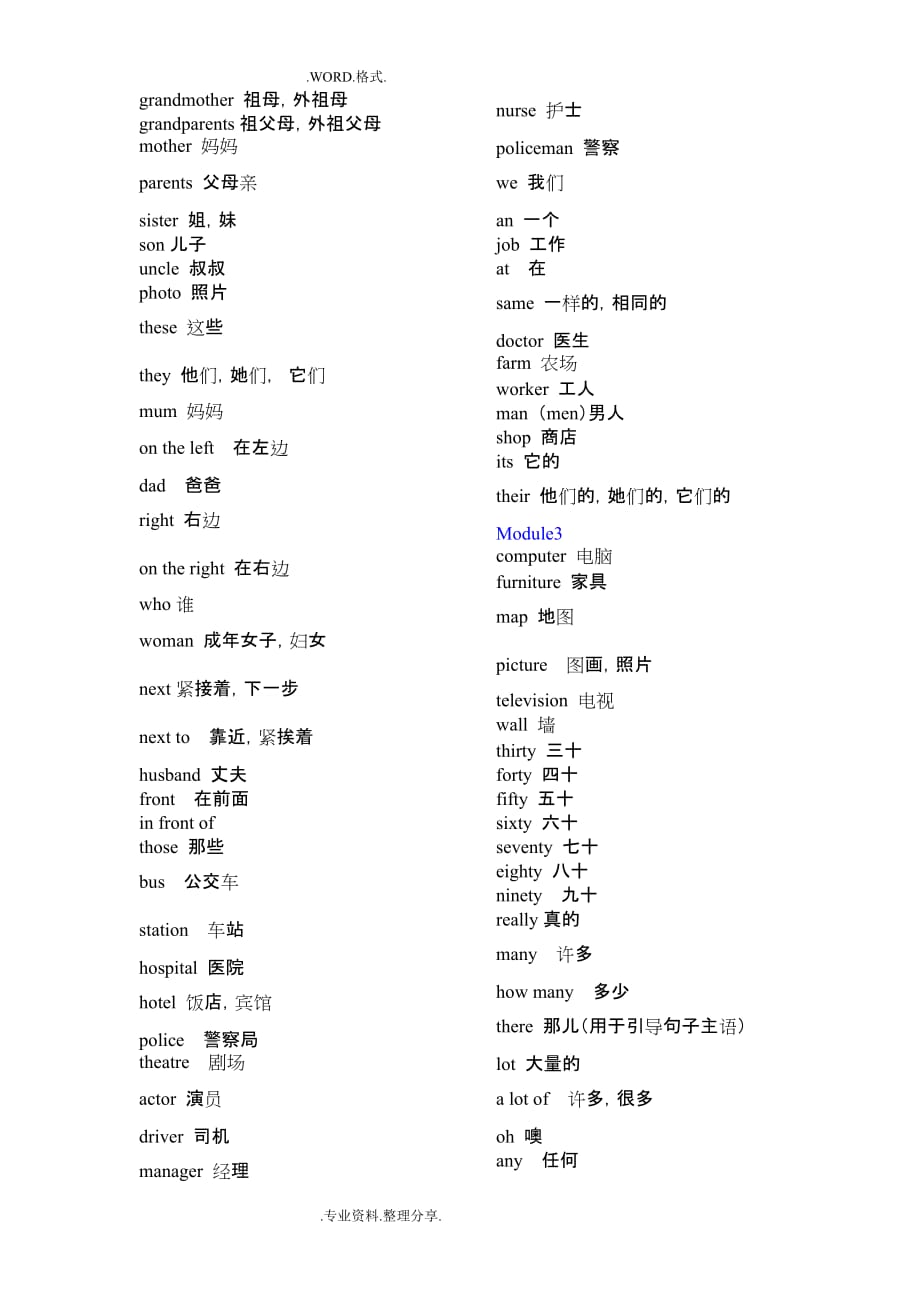 外研版七年级(上册)英语单词表[2012年最新版].doc_第4页