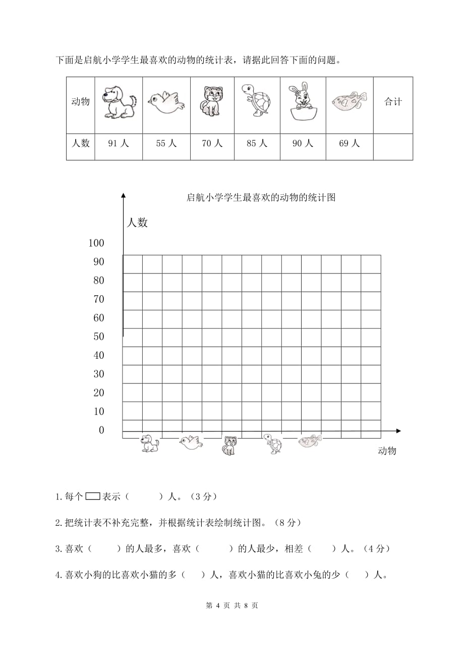 人教课标版二年级数学下册第一单元质量检测试卷（2）（有答案）_第4页