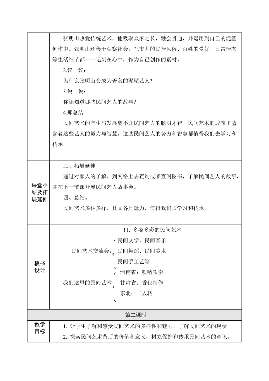 【2020部编版道德与法治四年级下册】11. 多姿多彩的民间艺术 教案_第4页